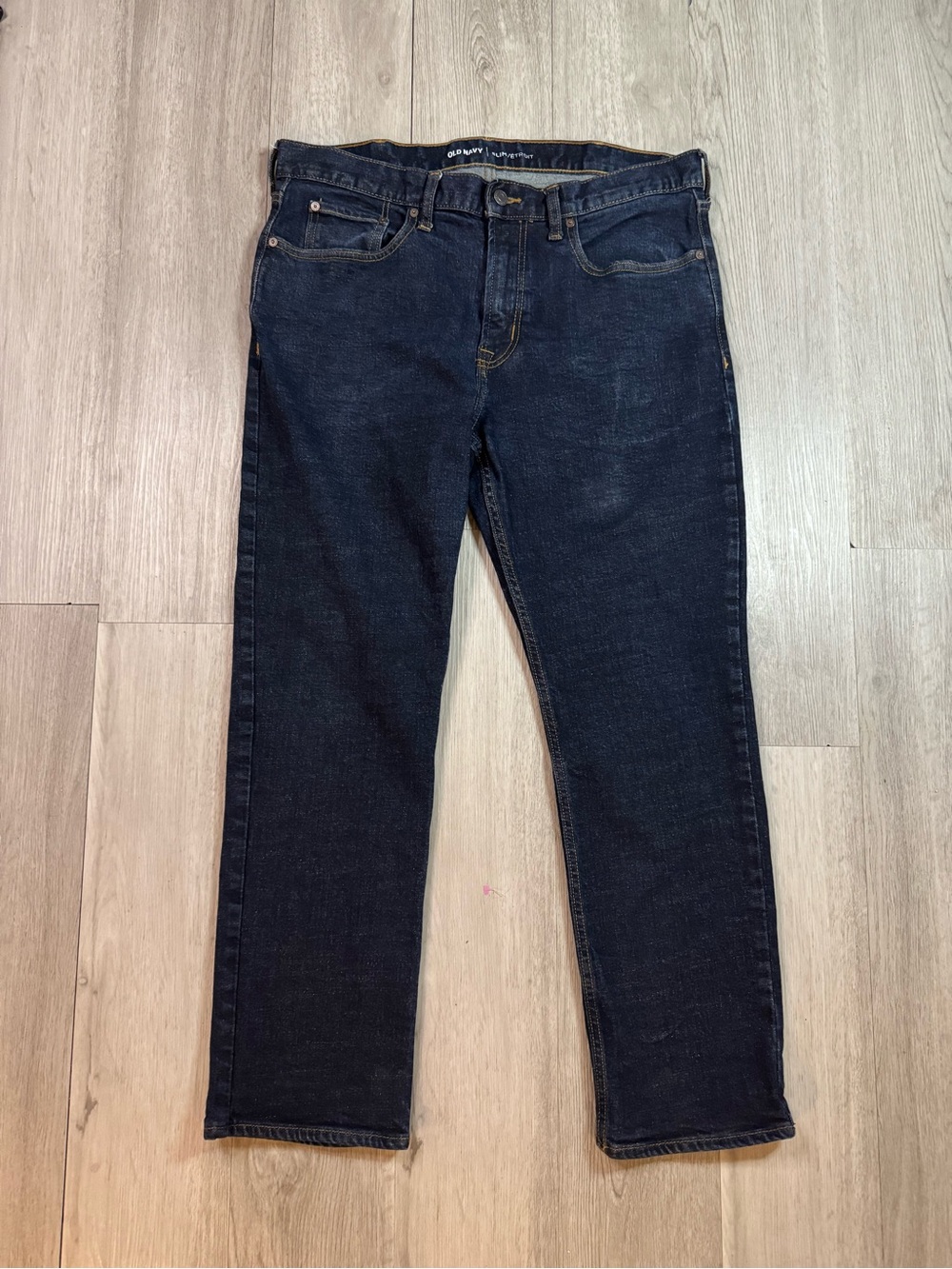 Old Navy Mens Slim Straight Dark Wash Blue Stretch Denim Jeans 5-Pocket 36x30